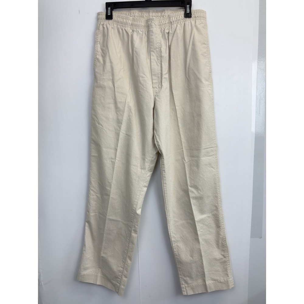 Vintage WOOLRICH Men's Size L 30" Inseam Khaki Pull On Pants Made in USA Cotton